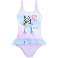 Bluey Girl's Swimming Costume Long Sleeve Swimsuit One Piece Swimwear Pool Beach in Lilac | Size: 5-6 Years