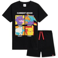 Pokemon Boy's Short Sleeve Pyjama Set in Black | Size: 9-10 Years