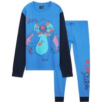 Disney Girl's Stitch Long Pyjamas in Blue | Size: 7-8 Years