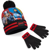 Marvel Avengers Winter Set Hat & Gloves Kids in Black