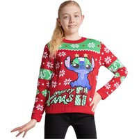 Disney Girl's Girls Stitch Christmas Jumper in Red | Size: 11-12 Years