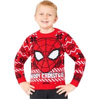 Marvel Boy's Spiderman Christmas Jumper in Red | Size: 4-5 Years
