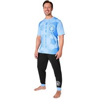 Manchester City FC Men's Pyjama Set - Bottoms & T-Shirt | Size: Large