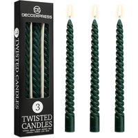 Dinner Candles Pack 3 Twisted Non Drip Spiral 6 hours Non Scented Pack