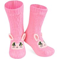 CityComfort Women's Bunny Slipper Socks in Pink