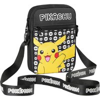 Pokemon Men's Shoulder Bag Crossbody Adjustable Strap Pikachu Small Travel in Black
