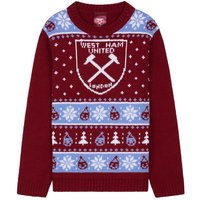 West Ham United FC Christmas Jumper Crew Neck in Red | Size: 13-14 Years