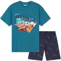 Hot Wheels Boy's Short Sleeve Pyjama Set in Blue | Size: 4-5 Years