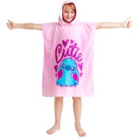 Disney Girl's Stitch Towelling Poncho in Pink | Size: 10-11 Years