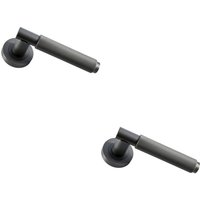 Loops 2x PAIR Knurled Grip Round Bar Handle on Round Rose Concealed Fix Matt Bronze