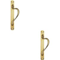 Loops 2x Right Handeda Door Pull Handle With Dot Pattern 384 x 42.5mm Polished Brass in Metallics
