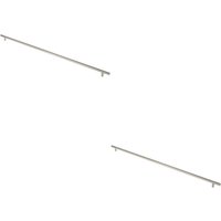 Loops 2x Straight T Bar Pull Handle 1800 x 30mm 1630mm Fixing Centres Satin Steel in Metallics