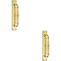 Loops 2x Cranked Ornate Door Pull Handle 380 x 65mm Backplate Polished Brass in Metallics