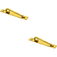 Loops 2x Curved Left Handed Door Pull Handle Engraved with 'Pull' Polished Brass in Metallics