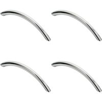 Loops 4x Curved Bow Cabinet Pull Handle 119 x 10mm 96mm Fixing Centres Chrome