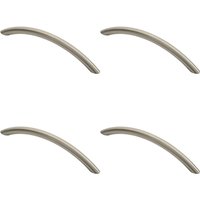 Loops 4x Curved Bow Cabinet Pull Handle 153 x 10mm 128mm Fixing Centres Satin Nickel in Metallics