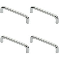 Loops 4x Round D Bar Cabinet Pull Handle 106 x 10mm 96mm Fixing Centres Chrome