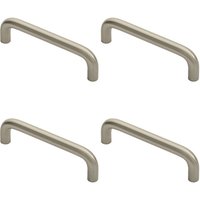Loops 4x Round D Bar Cabinet Pull Handle 106 x 10mm 96mm Fixing Centres Satin Nickel in Metallics