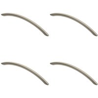 Loops 4x Curved Bow Cabinet Pull Handle 190 x 10mm 160mm Fixing Centres Satin Nickel in Metallics