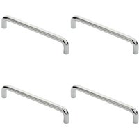 Loops 4x Round D Bar Cabinet Pull Handle 138 x 10mm 128mm Fixing Centres Chrome