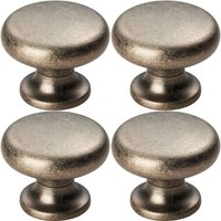 Loops 4x Flat Faced Round Door Knob 34mm Diameter Pewter Small Cabinet Handle