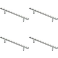 Loops 4x Round T Bar Cabinet Pull Handle 188 x 12mm 128mm Fixing Centres Chrome