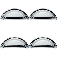 Loops 4x Cabinet Cup Pull Handle 94 x 41.5mm 76mm Fixing Centres Polished Chrome