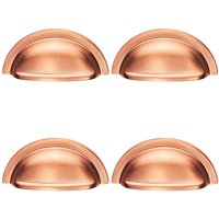 Loops 4x Cabinet Cup Pull Handle 91 x 45mm 76mm Fixing Centres Satin Copper
