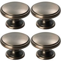 Loops 4x Ring Domed Cupboard Door Knob 38.5mm Diameter Gun Metal Cabinet Handle