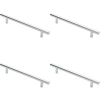 Loops 4x Round T Bar Cabinet Pull Handle 220 x 12mm 160mm Fixing Centres Chrome