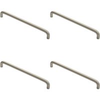 Loops 4x Round D Bar Cabinet Pull Handle 202 x 10mm 192mm Fixing Centres Satin Nickel in Metallics