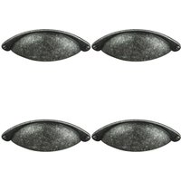 Loops 4x Traditional Cup Pull Handle 104 x 26mm 64mm Fixing Centres Pewter