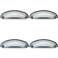 Loops 4x Shaker Cup Pull Handle 124 x 35mm 96mm Fixing Centres Polished Chrome