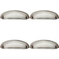 Loops 4x Shaker Cup Pull Handle 124 x 35mm 96mm Fixing Centres Satin Nickel in Metallics