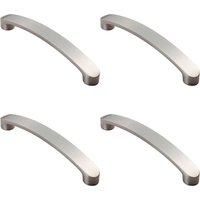 Loops 4x Flat Fronted Bow Pull Handle 140 x 12mm 128mm Fixing Centres Satin Nickel in Metallics