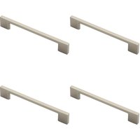 Loops 4x Slim D Shape Pull Handle 152 x 7.5mm 128mm Fixing Centres Satin Nickel in Metallics