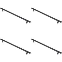 Loops 4x T Bar Cupboard Pull Handle 348 x 12mm 288mm Fixing Centres Matt Black