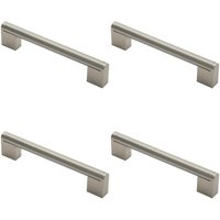 Loops 4x Round Bar Pull Handle 168 x 14mm 128mm Fixing Centres Satin Nickel & Steel in Metallics