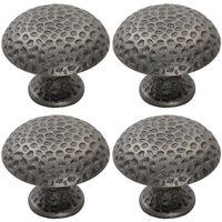 Loops 4x Dimpled Mushroom Cupboard Door Knob 38mm Dia Antique Steel Cabinet Handle in Metallics