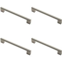 Loops 4x Round Bar Pull Handle 232 x 14mm 192mm Fixing Centers Satin Nickel & Steel in Metallics