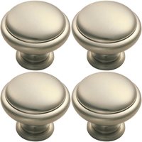 Loops 4x Domed Top Cupboard Door Knob 34mm Diameter Satin Nickel Cabinet Handle in Metallics