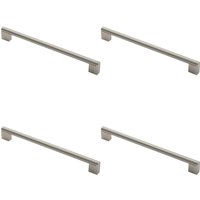 Loops 4x Round Bar Pull Handle 296 x 14mm 256mm Fixing Centres Satin Nickel & Steel in Metallics
