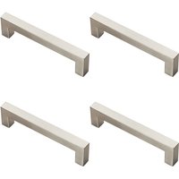 Loops 4x Square Linear Block Pull Handle 142 x 14mm 128mm Fixing Centres Satin Steel in Metallics