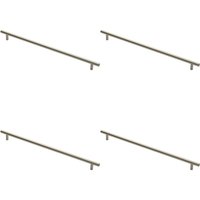 Loops 4x Round T Bar Cabinet Pull Handle 444 x 12mm 384mm Fixing Centres Satin Nickel in Metallics