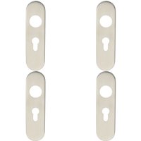 Loops 4x PAIR Radius Lock Euro Cylinder Plate Cover 170 x 45 x 8mm Satin Steel in Metallics