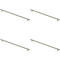 Loops 4x Round T Bar Cabinet Pull Handle 508 x 12mm 448mm Fixing Centres Satin Nickel in Metallics