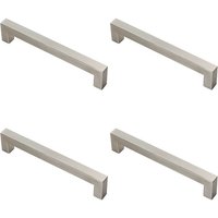 Loops 4x Square Linear Block Pull Handle 174 x 14mm 160mm Fixing Centres Satin Steel in Metallics