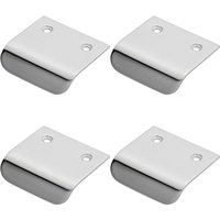 Loops 4x Semi Concealed Cabinet Pull Handle 48 x 50mm 14mm Lip Polished Chrome