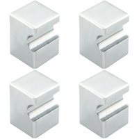 Loops 4x Square Cupboard Door Knob 18 x 18mm 25mm Projection Polished Chrome
