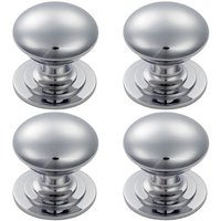Loops 4x Victorian Round Cupboard Door Knob 32mm Dia Polished Chrome Cabinet Handle